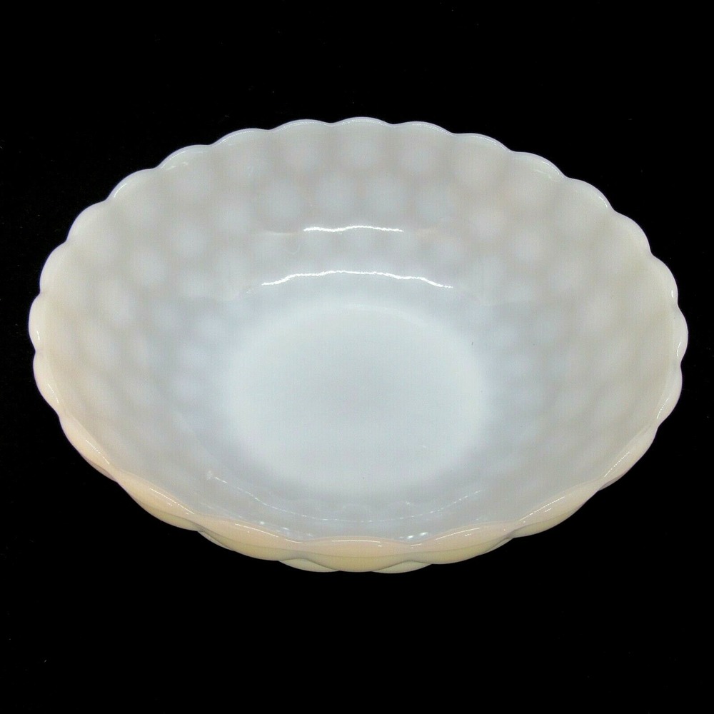 Milk Glass Bubble Serving Bowl Anchor Hocking 8.5" White Depression Glass
